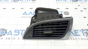 Audi A6 C7 16-18 black passenger air duct front panel deflector with chrome trim, broken flap mount