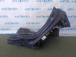 Left rear fender dent on an Audi A3 8V 15-20 4D, black, dents, and bumps