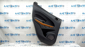 Door trim panel rear left Ford Ecosport 18-22 black with black plastic insert, armrest black leather, molding orange matte, with handle