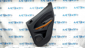 Door trim panel, rear right Ford Ecosport 18-22, black with black plastic insert, black leather armrest, matte orange molding, with handle, scratch
