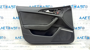 Front left door panel for Audi A6 C7 12-18, black leather, insert and armrest, black leather, with handle, BOSE, with backlight, scratches, dents, needs cleaning