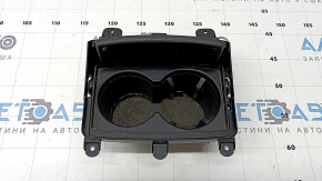 Audi A6 C7 12-18 center console cup holder, black leather with chrome, broken mount