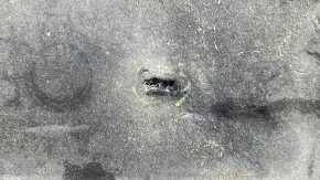 The right underbody protection of the Audi A6 C7 12-18 is worn and torn.