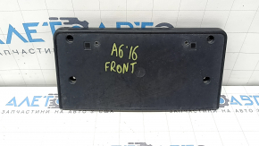 Audi A6 C7 16-18 front bumper license plate holder, black, S-line pack, non-factory holes