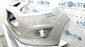 Front bumper, bare, Ford C-max MK2 2013-2018, white, for 6 parking sensors, scratches, cracks in the mounts