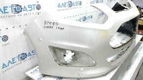 Front bumper, bare, Ford C-max MK2 2013-2018, white, for 6 parking sensors, scratches, cracks in the mounts