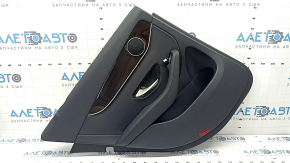 Rear left door panel for Mercedes GLC 16-22, black leather, glossy ebony insert, black leather armrest, illuminated, with handle, scratches