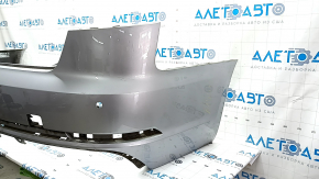 Bare rear bumper for Audi A4 B9 18-19 S-Line with 4 parking sensors, silver, without plug, crack in mount
