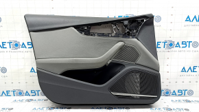 Audi A4 B9 17-19 front left door trim, gray, gray leather insert, gray leather armrest, Bang & Olufsen
