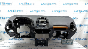 Front dashboard with Airbag for Ford Ecosport 18-22 with Start-Stop, black, matte orange molding