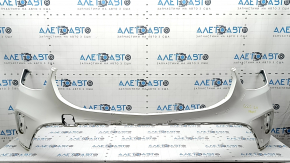 Front bumper, bare, Mercedes GLC 300 20-22, with parking sensors and Park Assist, white, dents, non-factory holes