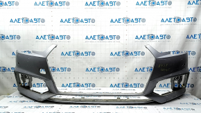 Bare front bumper for Audi A4 B9 17-19 S-Line without washers, for 4 parking sensors, without towing hook plug, silver, dented, mother-in-law in mount, scratches