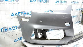Bare front bumper for Audi A4 B9 17-19 S-Line without washers, for 4 parking sensors, without towing hook plug, silver, dented, mother-in-law in mount, scratches