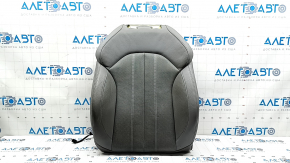 Upper passenger seat trim for Audi A4 B9 17-19, gray leather with perforation, scratched