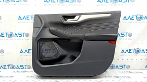 Front right door panel for Ford Escape MK4 20-22 type 2, black, black leather armrest, gray molding, with chrome handle
