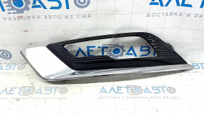 Left front bumper grille for Ford Fusion mk5 17-18 with LED fog lights, glossy finish, with chrome molding, sand