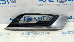 Right front bumper grille for Ford Fusion mk5 17-18 with LED fog lights, glossy finish, with chrome molding, sand