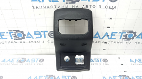 Rear center console trim for Ford Fusion mk5 17-20, black, under air vents, with backlight, under socket and cigarette lighter, scratches, cracks in fasteners