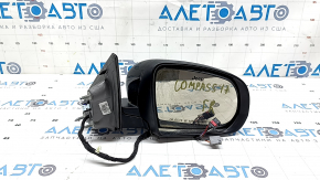 Right side mirror assembly for Jeep Compass 17-25, 3+4 pins, heated, BSM, graphite