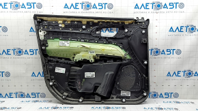 Jeep Compass 22-25 front right door panel, black, gray cloth insert, Alpine, dry cleanable, dented, plastic turned white