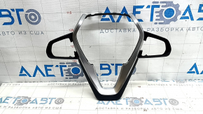 BMW 5 G30 17-19 black leather steering wheel cover, glossy black with chrome, no heating button, peeling chrome, scratches