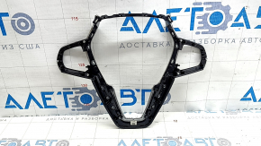 BMW 5 G30 17-19 black leather steering wheel cover, glossy black with chrome, no heating button, peeling chrome, scratches