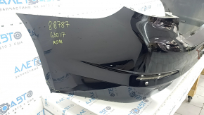 Bare rear bumper for BMW 5 G30 17-20 with parking sensors, black, dented, scratches, crack
