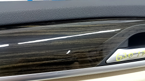 Front left door panel for BMW 5 G30 17-20 Canberra beige leather, dark wood insert, beige leather armrest, with handle, with speaker mesh, scratch, needs cleaning