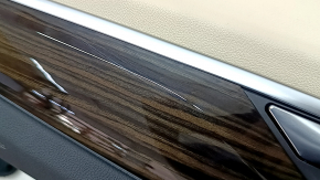 Front right door panel for BMW 5 G30 17-20 Canberra beige leather, dark wood insert, beige leather armrest, with handle, with speaker mesh, scratches, needs cleaning