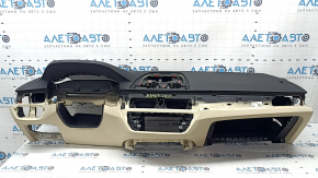 BMW 5 G30 17-23 dashboard with AIRBAG, black leather with beige schwarz/beige, rusty squib