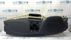 BMW 5 G30 17-23 dashboard with AIRBAG, black leather with beige schwarz/beige, rusty squib