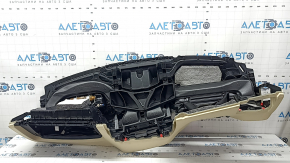 BMW 5 G30 17-23 dashboard with AIRBAG, black leather with beige schwarz/beige, rusty squib