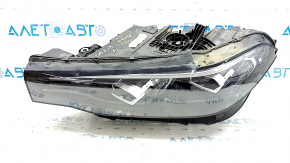 BMW X7 G07 19-22 LED front left headlight, no unit, no seal or bracket, broken mounts, cracks in housing, broken housing, broken glass, sand