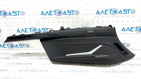 BMW X7 G07 19-22 Black rear left arch trim, wood insert with molding, dented, scratches, broken fastener, dented fastener