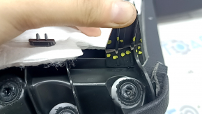 BMW X7 G07 19-22 Black rear left arch trim, wood insert with molding, dented, scratches, broken fastener, dented fastener