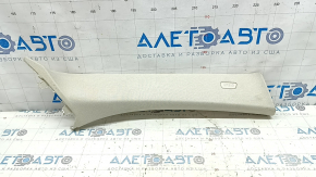 BMW X7 G07 19-25 Elfenbein-Weiss right upper front pillar trim, with plug, dent, needs cleaning