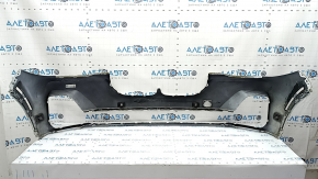 Bare front bumper for BMW X7 G07 19-22 with parking sensors and PMA, white, dented, cracked, broken fasteners, scratches, non-factory holes