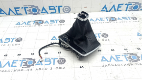 Jeep Compass 22-25 shifter cover, black leather, chrome trim, glossy black, scratches