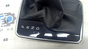 Jeep Compass 22-25 shifter cover, black leather, chrome trim, glossy black, scratches