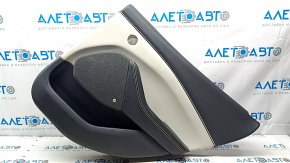 Black rear right door panel for a 2021-23 Ford Mustang Mach-E, gray leather insert, black leather armrest, Bang & Olufsen, with handle, worn, dents