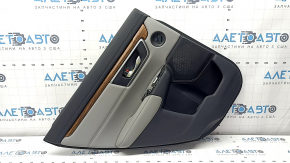 Rear left door panel for Honda CRV 17-22, black, gray leather armrest, gray leather insert, wood molding, with a tweeter, with a handle, worn, needs cleaning