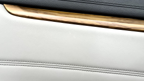 Front left door panel for Honda CRV 17-22, black, gray leather armrest, gray leather insert, wood molding, for seat memory, with handle, worn, needs cleaning