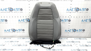 Honda CRV 17-22 passenger seat back upholstery, gray leather, perforated and heated, needs cleaning, missing fastening hooks, oxidized chip, dented