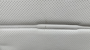 Honda CRV 17-22 passenger seat back upholstery, gray leather, perforated and heated, needs cleaning, missing fastening hooks, oxidized chip, dented
