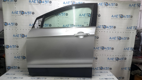 Front left door assembly for Ford Escape MK3 2013-2019, silver UX, cracks in trim, markings on glass