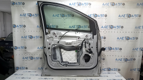 Front left door assembly for Ford Escape MK3 2013-2019, silver UX, cracks in trim, markings on glass