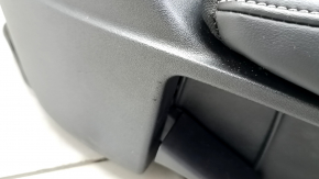 Right rear seat for an Infiniti QX50 19-21 with airbag, black leather, gray stitching, dented, scratches on the trim