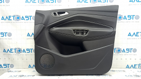 Front right door panel for Ford Escape MK3 2017-2019, black, black leather armrest, with chrome handle, scratches, dents