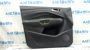 Front left door panel for Ford Escape MK3 2017-2019, black, leather armrest, with chrome handle, scratches
