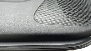 Black front left door panel for Infiniti QX50 19-22, black leather insert, black leather armrest, gray stitching, silver molding, with handle, scratches